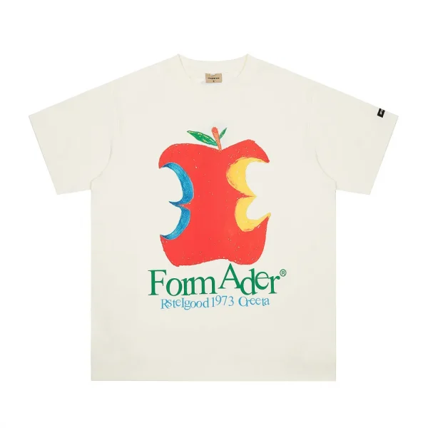 Men's Creative Personalized Apple Hand-Painted Printed Short Sleeved 100% Cotton T-shirt Casual Loose O-Neck T-shirt for Summer