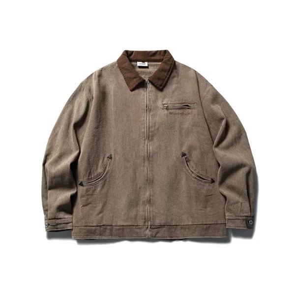 Denim Jacket Spring Men's Jacket Retro Vintage Style American Japanese Washed Distressed Workwear Lapel Trendy Vintage Look - Image 4