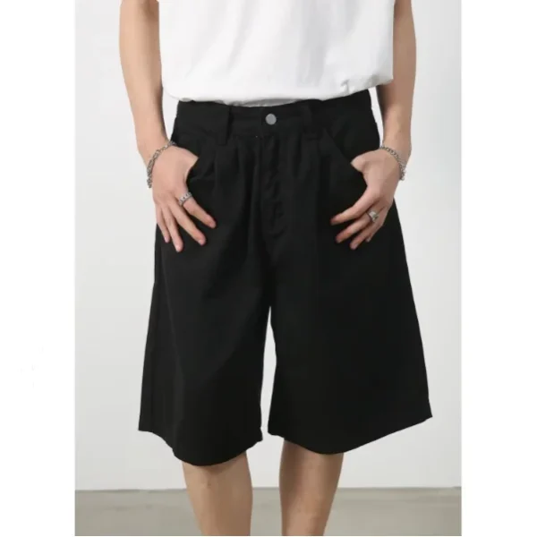 Summer New Casual Korean Style Five-Quarter Pants Loose Wide Leg Shorts Colorful Pattern Elastic Waist Closure Woven