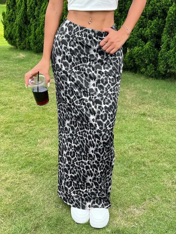 Women's High Waist Long Leopard Print Knee-Length Tight Knitted Floor-Length - Image 5