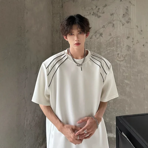 Men's Summer Short Sleeve T-Shirt Trendy High Street Design Loose Casual Half Sleeve Stylist Niche American Style