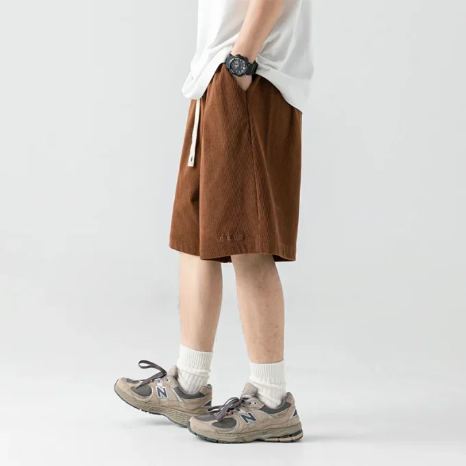 Embroidered Corduroy Shorts for Man