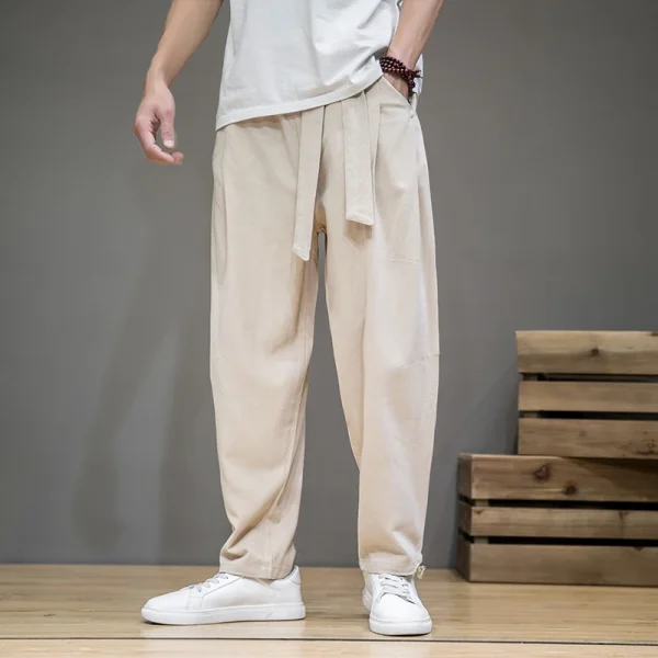 Cotton Linen Casual Harem Pants Men Joggers Man Summer Trousers Male Style Baggy Pants 2025