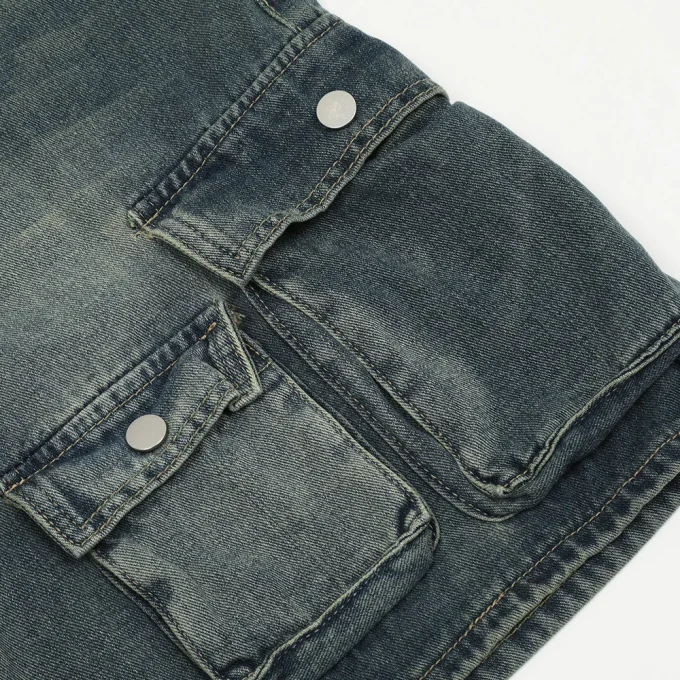 Autumn and Summer New Loose Wide-leg Korean Style Retro Shorts Jeans Men's Size