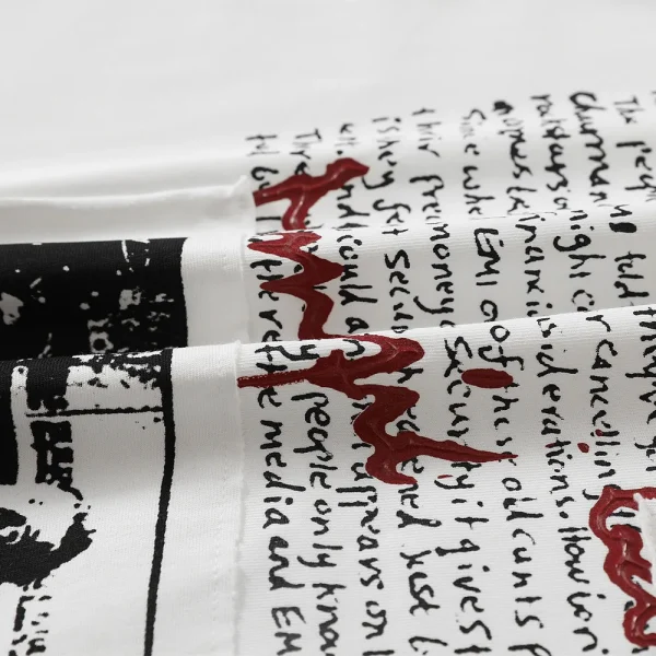 Creative High Street Men's Patchwork Printed Short Sleeve T-Shirt Trendy Summer Sports Letter Pattern Loose Hip Hop T-Shirt - Image 6