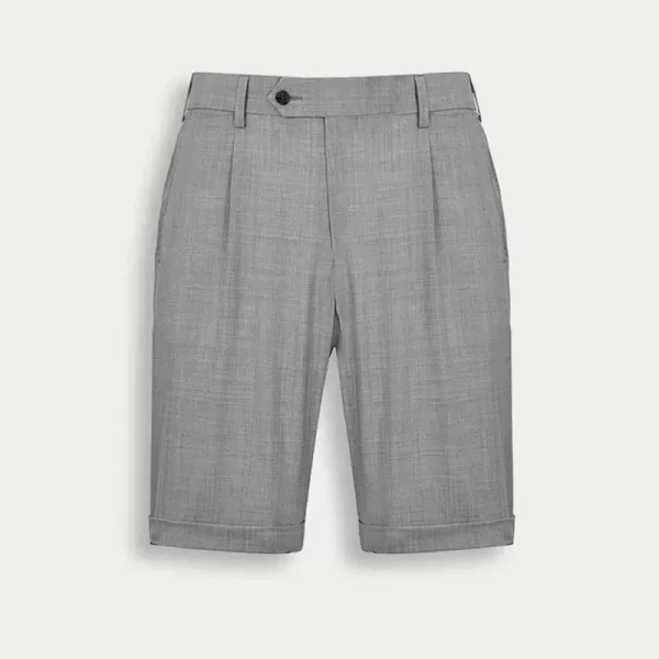 Formal Dress Shorts Wool Silk Blend Gray Shorts Pants Men