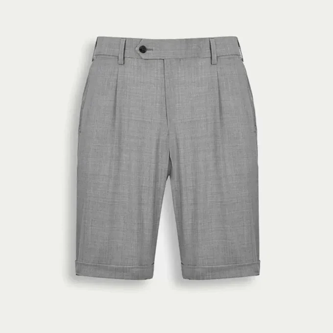 Formal Dress Shorts Wool Silk Blend Gray Shorts Pants Men