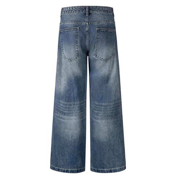 Autumn and Summer New Loose Wide-leg Korean Style Retro Shorts Jeans Men's Size