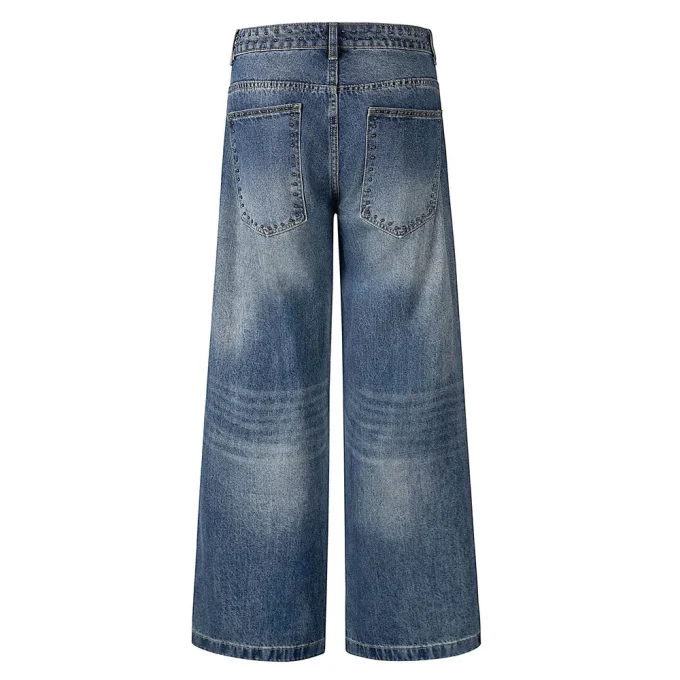 Autumn and Summer New Loose Wide-leg Korean Style Retro Shorts Jeans Men's Size - Image 4
