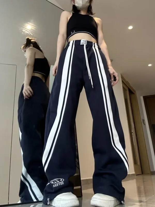 Harajuku Style Street Hip-Hop Jogging Pants Breathable High Waist Casual Loose Fit with Flat Front and Zipper Fly for Summer - Image 6