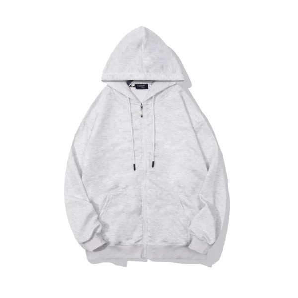 High Quality Metal Zipper Loose Oversized Hoodies Men Full Zip up Cotton Vintage Hoodies - Image 4
