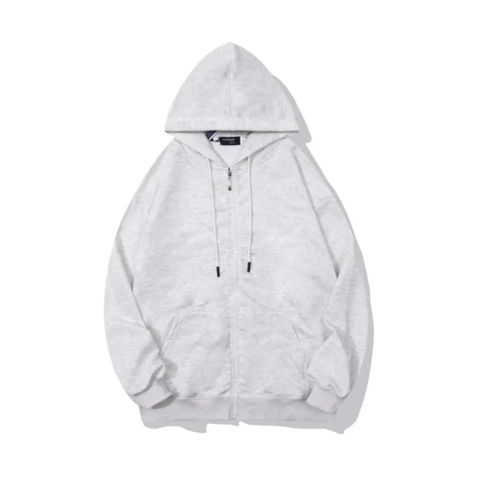 High Quality Metal Zipper Loose Oversized Hoodies Men Full Zip up Cotton Vintage Hoodies