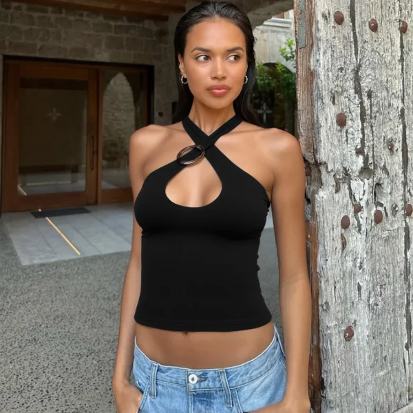 New European American Style Sexy Girl Cut Cross Backless Lace Camisole - Image 4