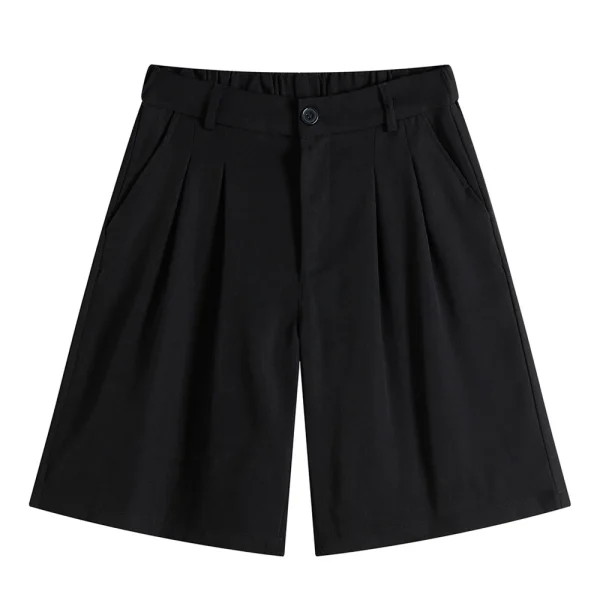Unisex Five-Point Shorts Wide-Leg Casual Bermuda Pleated Shorts Straight Draped Suit Trend Commuter City Boy Plain Dyed - Image 6
