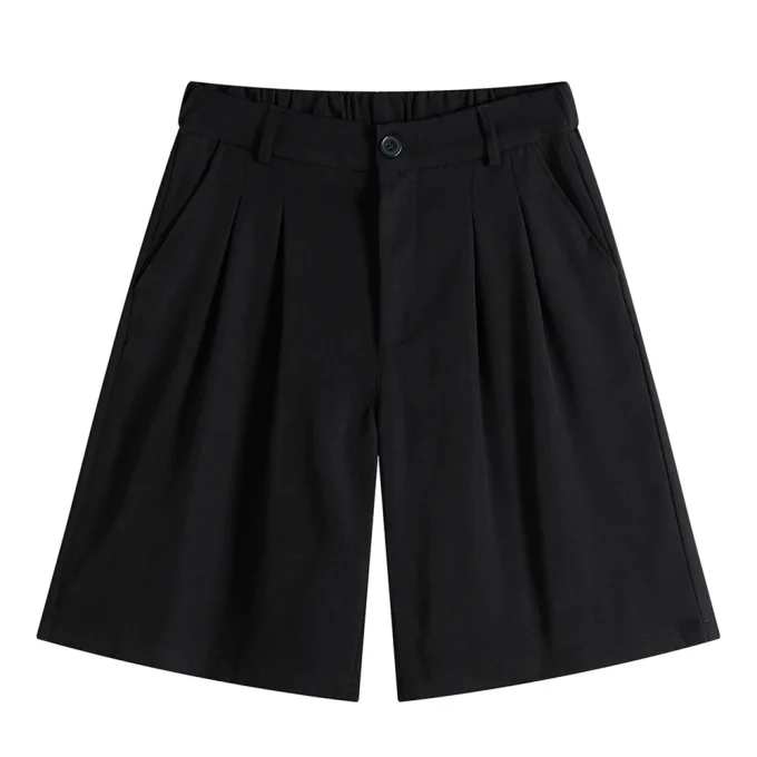 Unisex Five-Point Shorts Wide-Leg Casual Bermuda Pleated Shorts Straight Draped Suit Trend Commuter City Boy Plain Dyed - Image 6