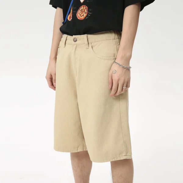 Summer Men's Fashion New High-End Casual Straight Five-Point Jeans Simple Solid Color Shorts Length Worsted