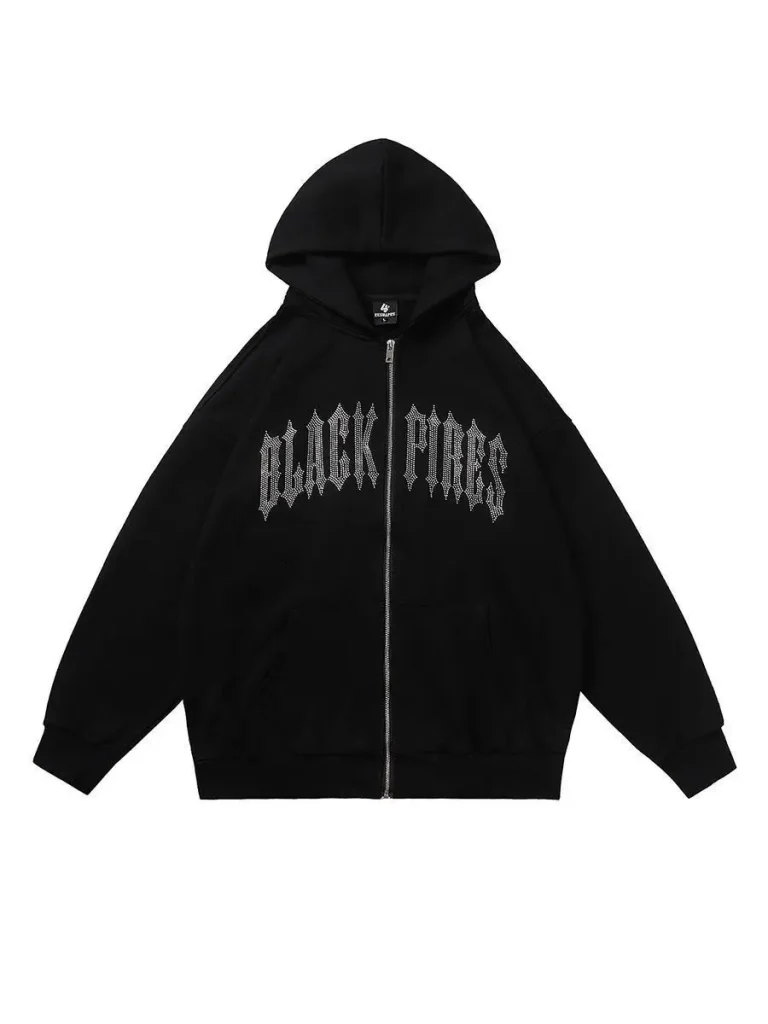 Heavy Weight Street Wear Letters Hot Drilling  Men's Hoodies - Image 5
