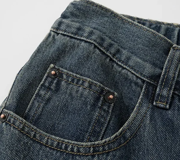 Vintage High Quality Casual Denim Ripped Straight Leg Plus Size Men's Jeans