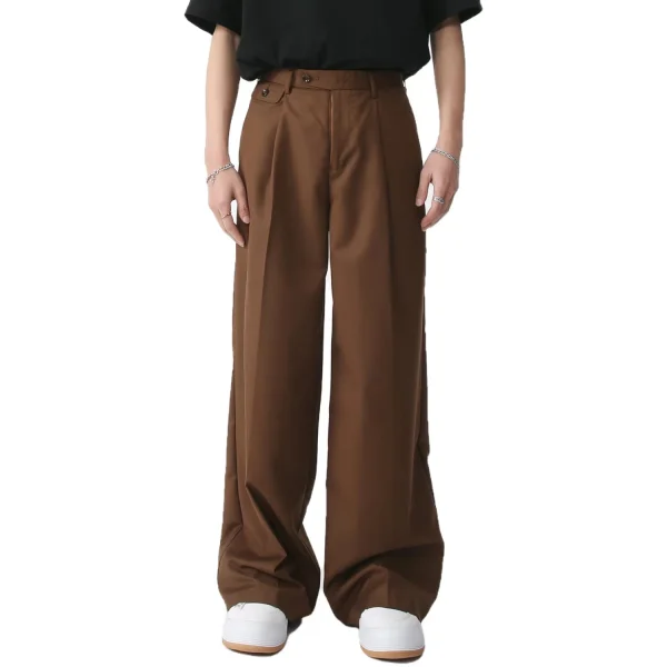 Breathable Casual Simple Straight Wide Leg Loose Baggy Pants for Men