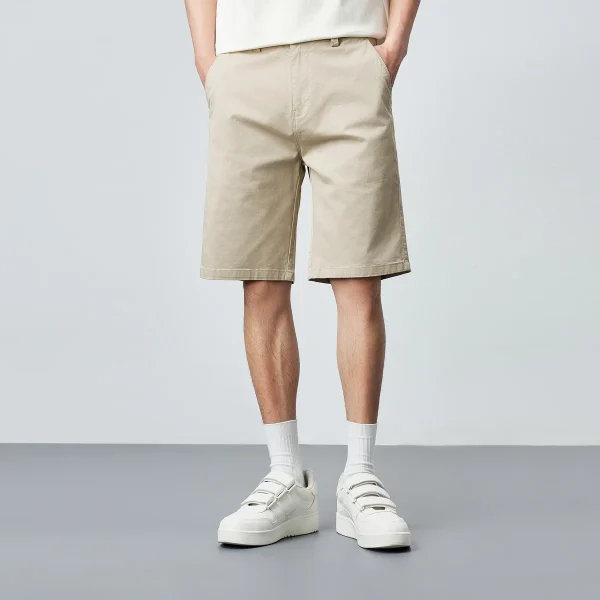 Men's Stretch Chino Shorts Summer Super Soft Cotton Twill Mid Weight Slim Fit Casual Solid Cargo Shorts - Image 4