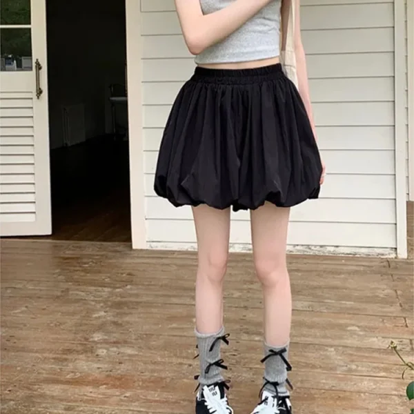 Women's Japanese Style A-Line Slimming Half Skirt Floral Bud Design White New Summer Half-Length Anti-Exposure Skirt Belt