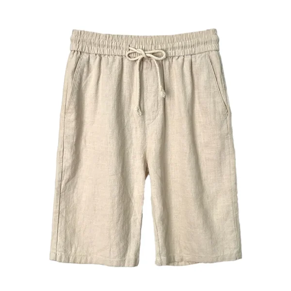 Men's Summer Casual Mid-Length Cotton Linen Shorts Mid-Length Shorts Anti-Wrinkle Feature Washed Decoration - Image 5