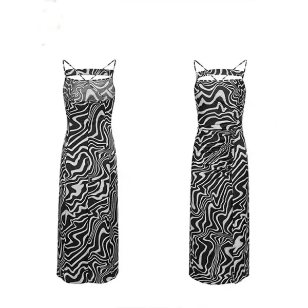 2025 High-End Spring Summer New Collection Niche Style Open Suspender Dress Mid-Length Chiffon Casual Front Natural - Image 5