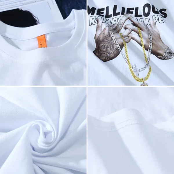 Men's  Oversize O-neck Photo Printed Hip Hop Cotton T-shirt - Image 4