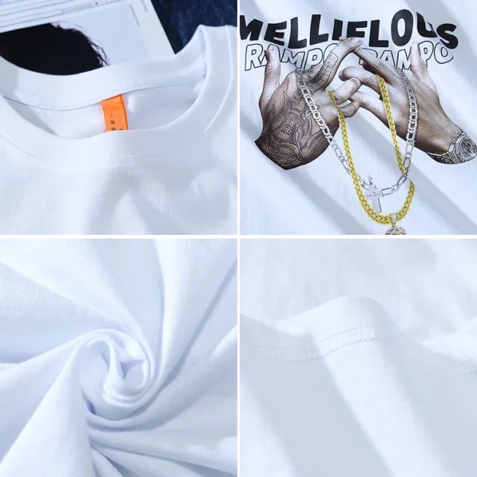 Men's Oversize O-neck Photo Printed Hip Hop Cotton T-shirt