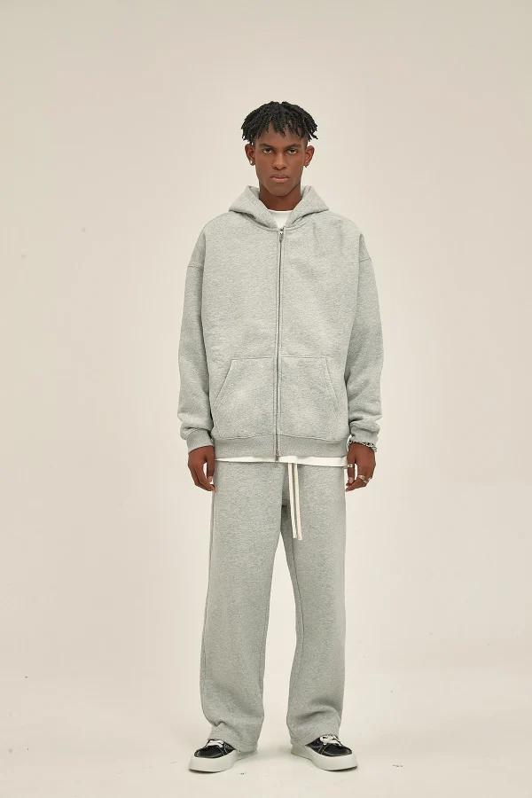 New Product Hot Sale Cropped Hoodie and Cozy Sweatpants Suit Heavyweight Oversized Plain Thick Boxy Hoodie Set - Image 2