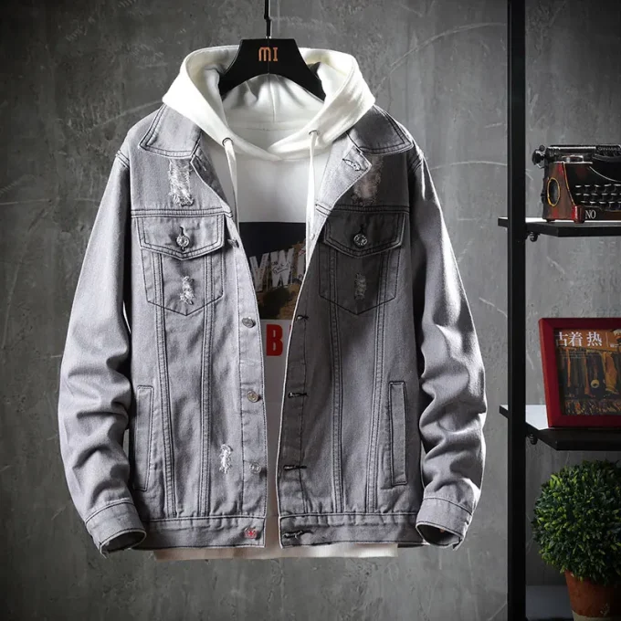 Fashion Print Cotton Jean Jacket Designed Mens Denim Jacket Men