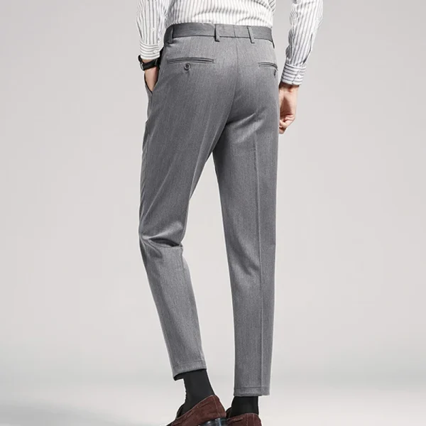 Casual Classic Cotton Soft Light Slim Fit Straight Men Dress Chino Khaki Trousers Pants - Image 4