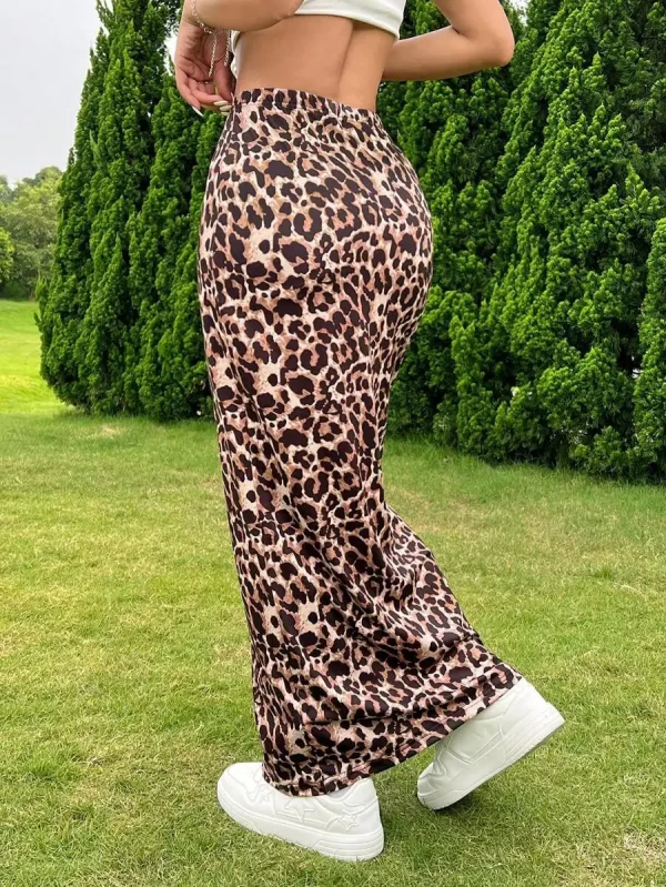 Women's High Waist Long Leopard Print Knee-Length Tight Knitted Floor-Length - Image 4