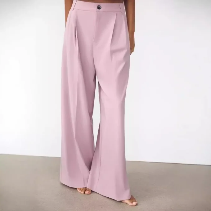 Source Women's Casual Double Pleated Loose Wide Leg Pants XS Size High for Amazon AliExpress Cross-Border