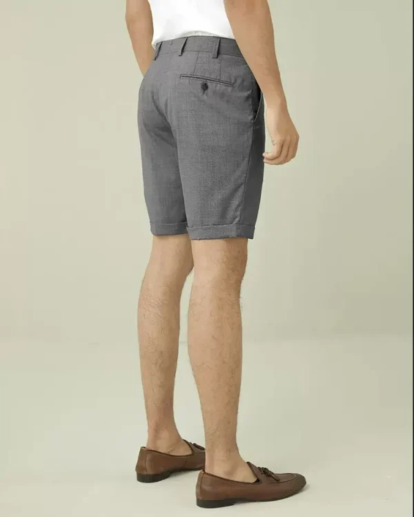 Formal Dress Shorts Wool Silk Blend Gray Shorts Pants Men - Image 3