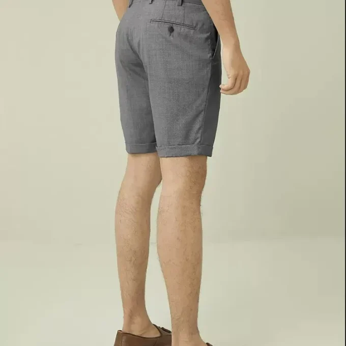 Formal Dress Shorts Wool Silk Blend Gray Shorts Pants Men