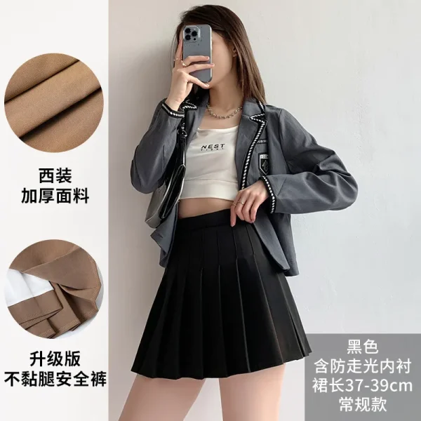 Women's Summer A-Line Pleated Skirt JK High Waist Black Short Student Style Wrinkle-Resistant New Design Slimming Natural - Image 6