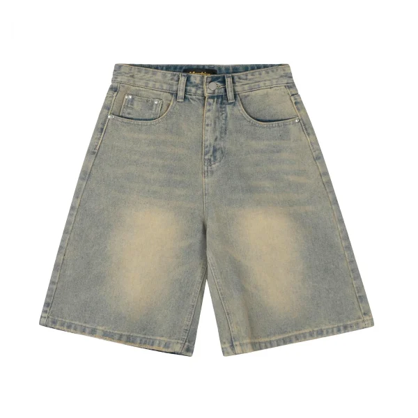 2025 Men's Washed Distressed Denim Shorts Mid Waist Straight Loose Pants for Summer  Denim Shorts Men - Image 6