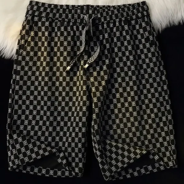 Fashion Street Style Men's Shorts Design Summer Full Printing Canvas Fabric Casual Mens Gym Shorts Knitted Mid Waist