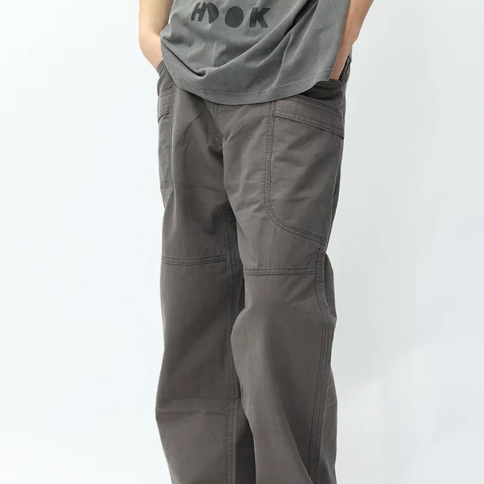 Cargo Men's Multi-Pocket Logging Work Pants Vintage Straight Loose Commuter Casual Long Cotton Fit Clean