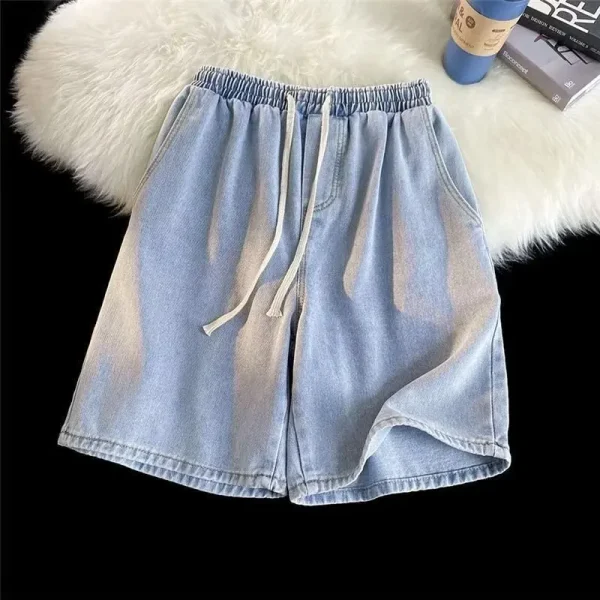 Men's Trendy Summer Sports Pants 100% Cotton Five-Point Elastic Waist Straight Loose Fit Drawstring Casual Sports-Perfect - Image 4