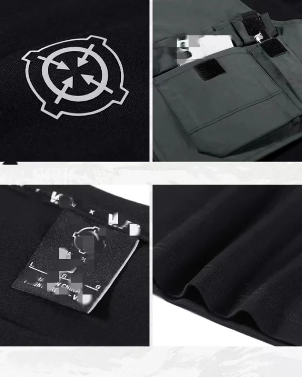 Hot Sale Oversize Patchwork Tops Multi Pocket Cotton Men's T-Shirts - Image 4