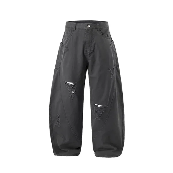 Casual Fashion Washed Cut Scythe Mens Pants Spring Summer 25 New American Street Baggy Scythe Wide Leg Cargo Pants - Image 5