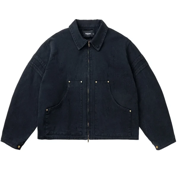 Cleanfit Washed Distressed DUCK Canvas Work Jacket for Men Women Barn Style Trendy Short Silhouette Stand Collar - Image 5