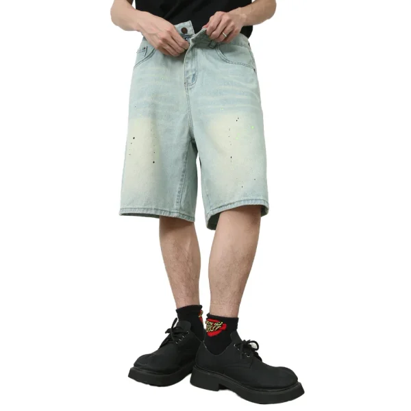 2025 Denim Jorts Men's Casual  Pants  Street Summer Loose Straight Wide Leg Denim Shorts Woven - Image 5