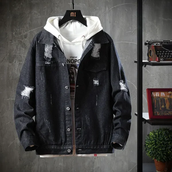 Good Quality Mens Spring Denim Jean Jacket Ripped Jean Denim Jackets for Men 2025 - Image 5