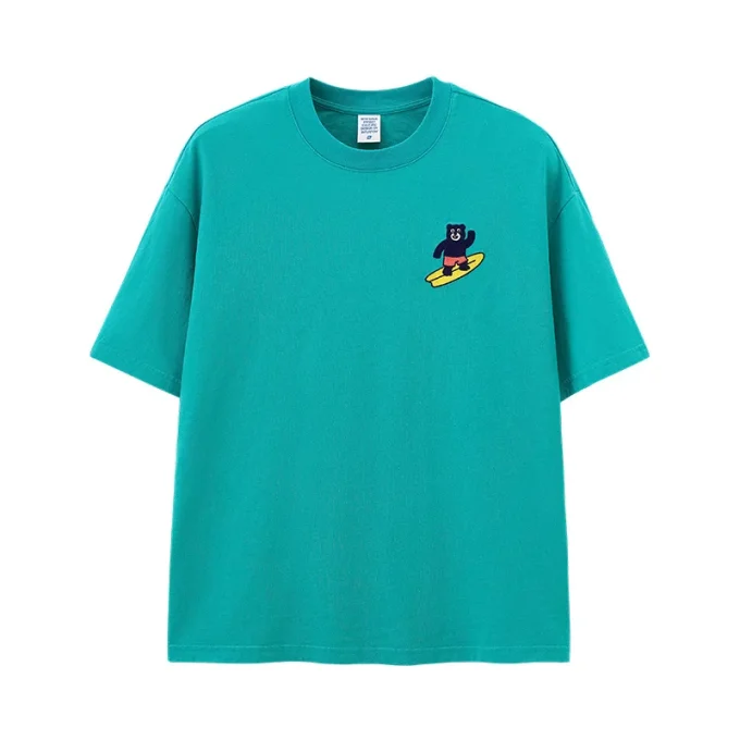 MDQ Men's Summer Surfing Cute Pet Embroidered T-Shirt Loose 25 Spring New American Street Short Sleeve Couple for MEN