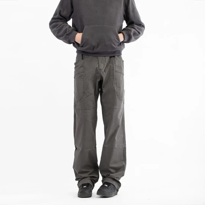 Cargo Men's Multi-Pocket Logging Work Pants Vintage Straight Loose Commuter Casual Long Cotton Fit Clean