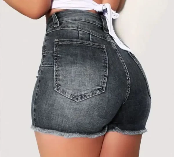 Direct Cross-Border European American Elegant Flowing Denim Shorts Women's Slim Fit Elastic Shorts Hot-Selling - Image 6