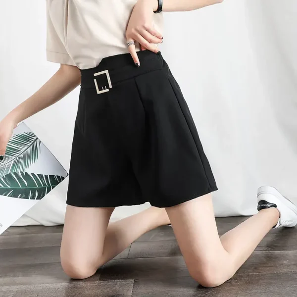 Women's Chiffon Wide-Leg Shorts High-Waisted Casual Chic Straight-Leg Suit Pants Loose Fit Hot Pattern - Image 3